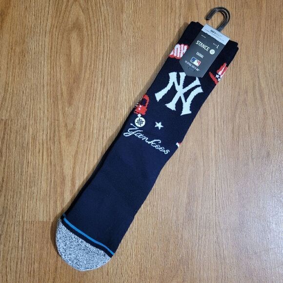 Stance MLB New York Yankees Landmark Crew Socks Navy Red USA Large L Infiknit - Picture 4 of 12